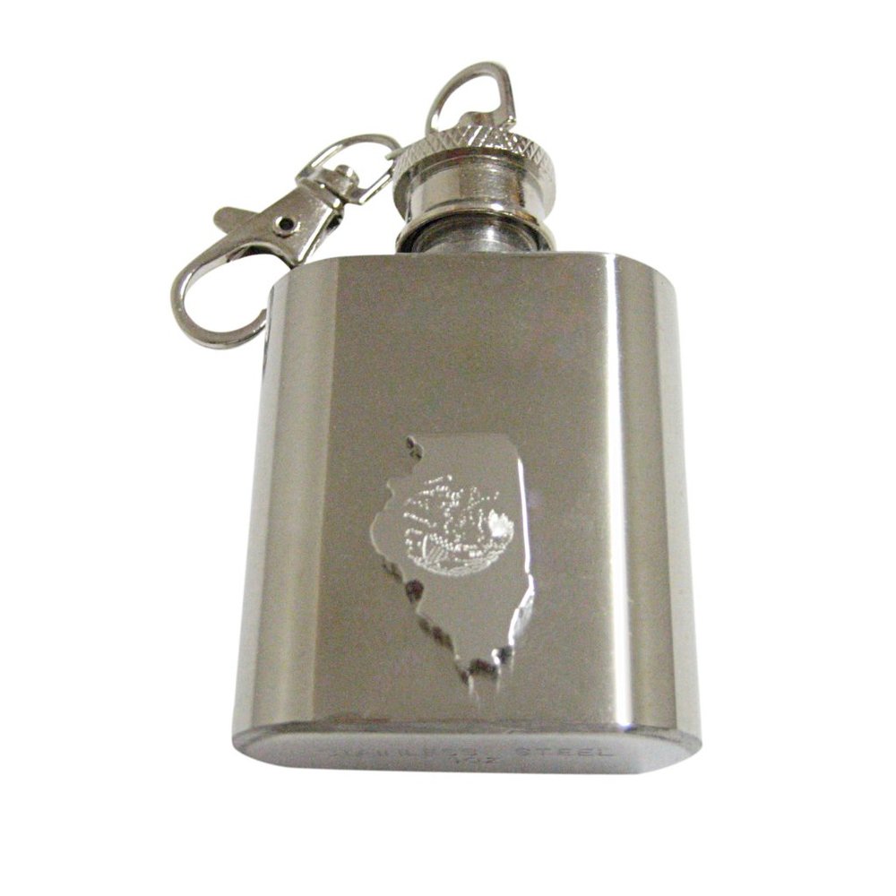 Illinois State Map Shape 1oz Keychain Flask - image 1